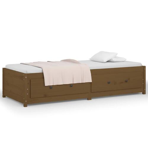 Daybed gyldenbrun 75x190 cm lille enkelt massivt træ fyr