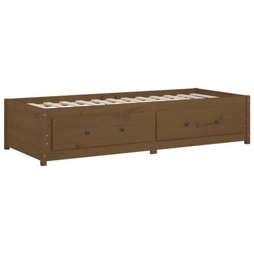 Daybed gyldenbrun 75x190 cm lille enkelt massivt træ fyr