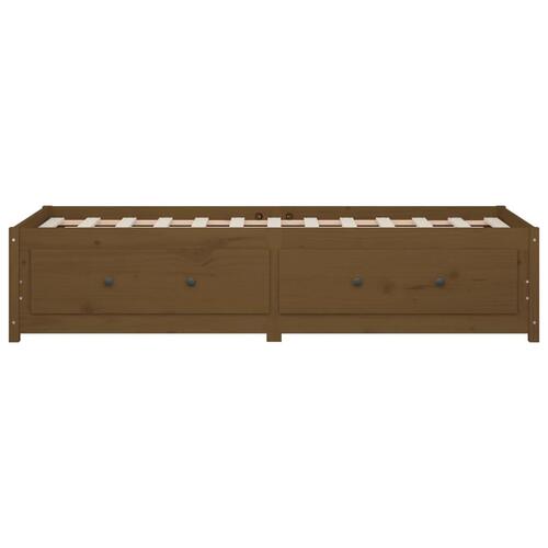 Daybed gyldenbrun 75x190 cm lille enkelt massivt træ fyr