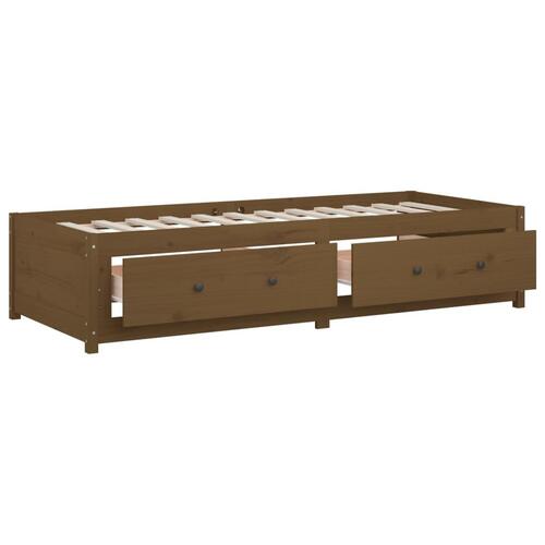Daybed gyldenbrun 75x190 cm lille enkelt massivt træ fyr