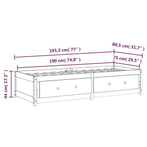 Daybed gyldenbrun 75x190 cm lille enkelt massivt træ fyr