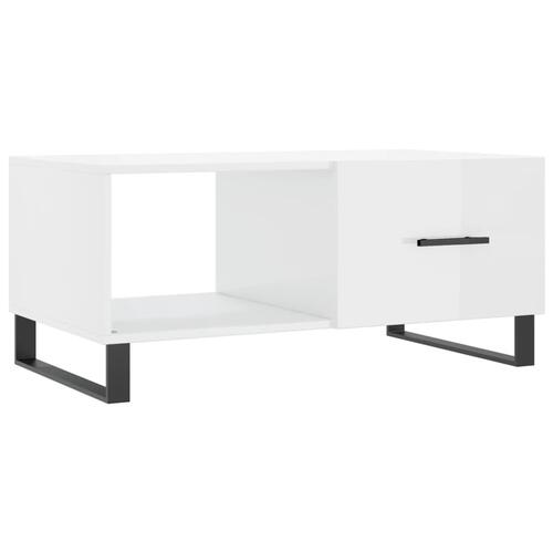 Sofabord 90x50x40 cm konstrueret træ hvid højglans
