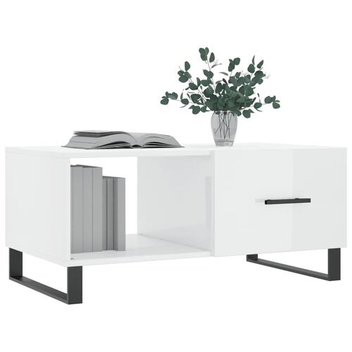Sofabord 90x50x40 cm konstrueret træ hvid højglans