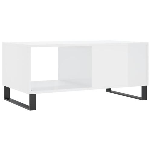 Sofabord 90x50x40 cm konstrueret træ hvid højglans