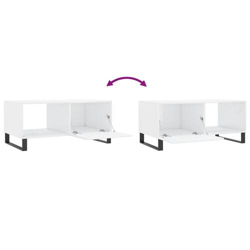 Sofabord 90x50x40 cm konstrueret træ hvid højglans