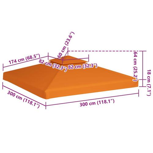 Baldakin til havepavillon 3x3 m 310 g/m² orange