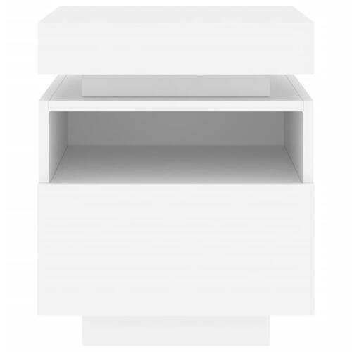 Sengebord med LED-lys 40x39x48,5 cm hvid