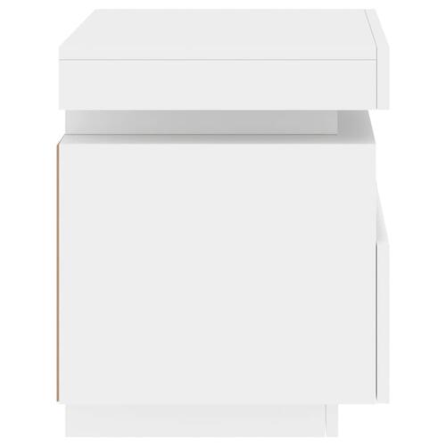 Sengebord med LED-lys 40x39x48,5 cm hvid