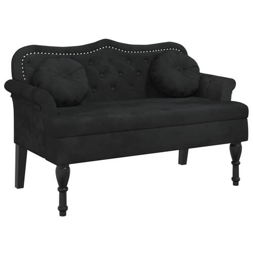 Bænk med hynder 120,5x65x75 cm velour sort
