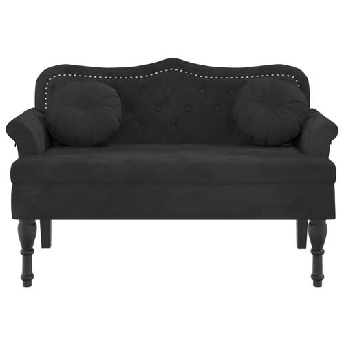 Bænk med hynder 120,5x65x75 cm velour sort