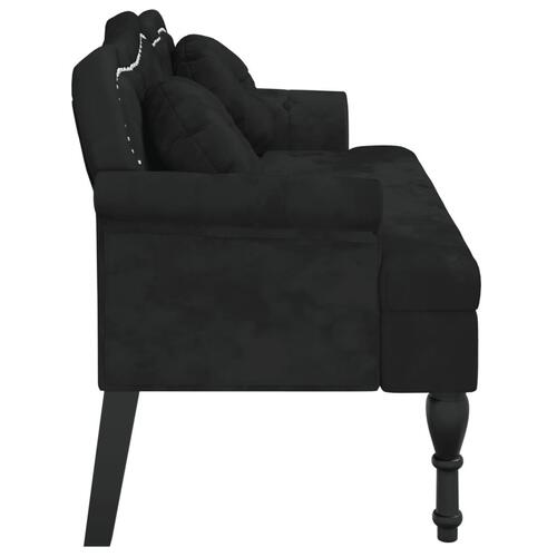Bænk med hynder 120,5x65x75 cm velour sort
