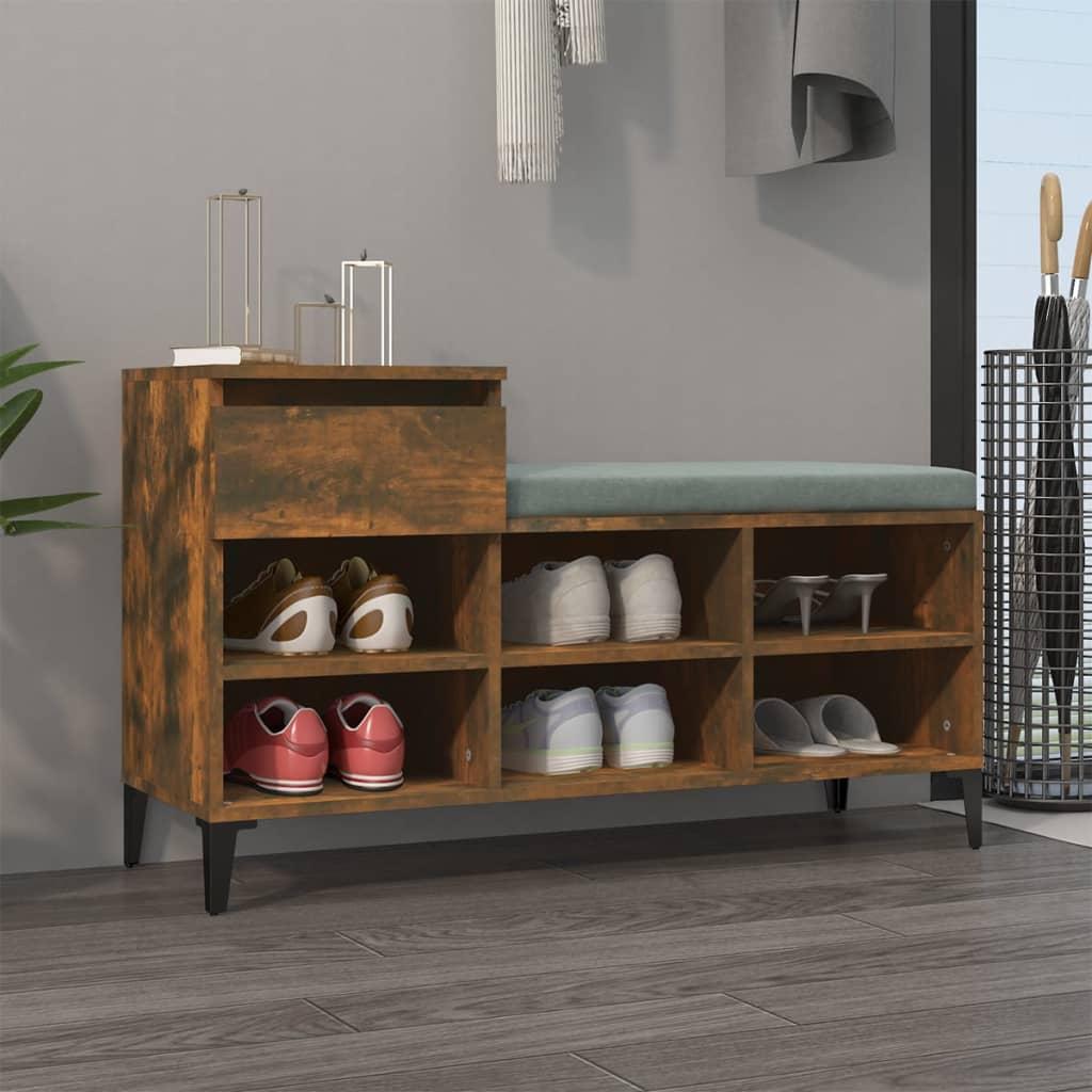 Skoskab 102x36x60 cm konstrueret træ røget egetræsfarve billede