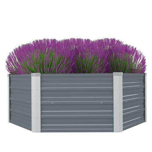 Hævet havekasse 129 x 129 x 46 gråt galvaniseret stål