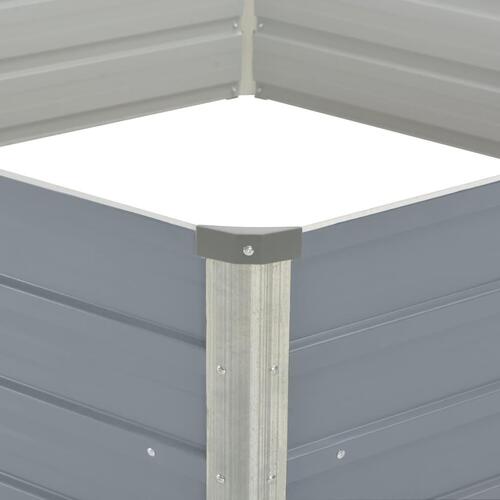 Hævet havekasse 129 x 129 x 46 gråt galvaniseret stål