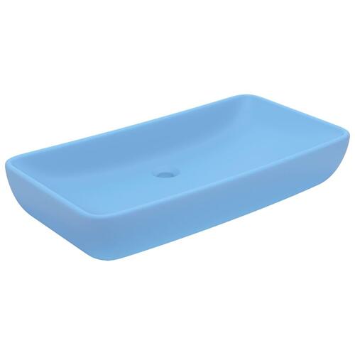 Luksuriøs håndvask 71x38 cm rektangulær keramik mat lyseblå