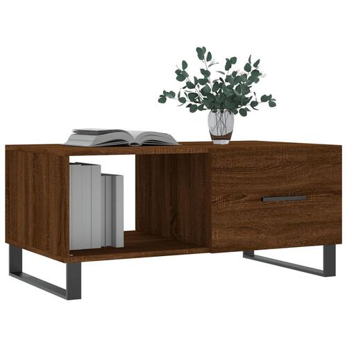 Sofabord 90x50x40 cm konstrueret træ brun egetræsfarve