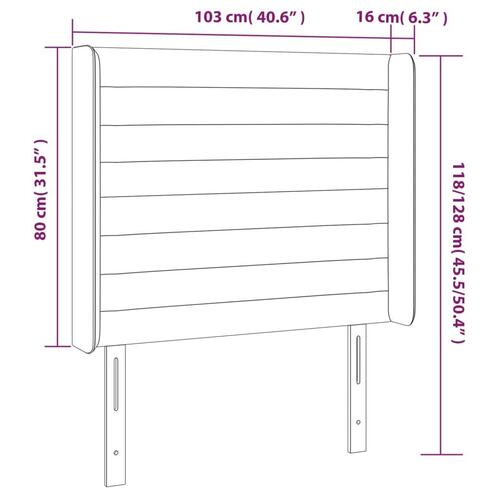 Sengegavl med kanter 103x16x118/128 cm stof sort
