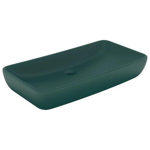 Luksuriøs håndvask 71x38 cm rektangulær keramik mat mørkegrøn