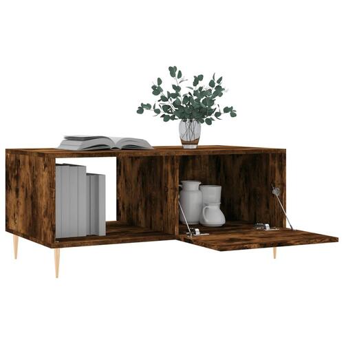 Sofabord 90x50x40 cm konstrueret træ røget egetræsfarve