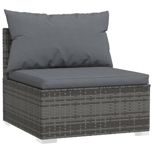 Loungesæt til haven 8 dele med hynder polyrattan grå