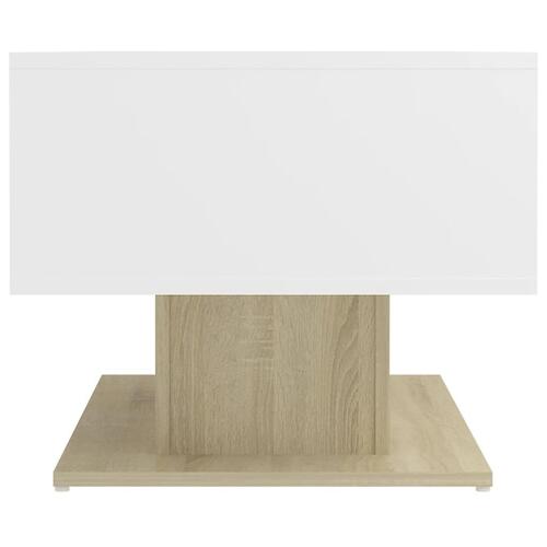 Sofabord 103,5x50x44,5 cm konstrueret træ hvid og sonoma-eg