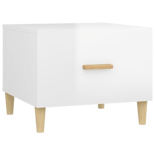 Sofabord 50x50x40 cm konstrueret træ hvid højglans