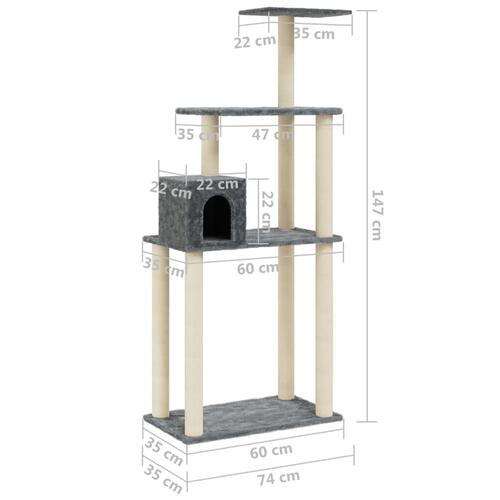 Kradsetræ med sisalkradsestolper 147 cm mørkegrå