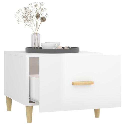 Sofabord 50x50x40 cm konstrueret træ hvid højglans