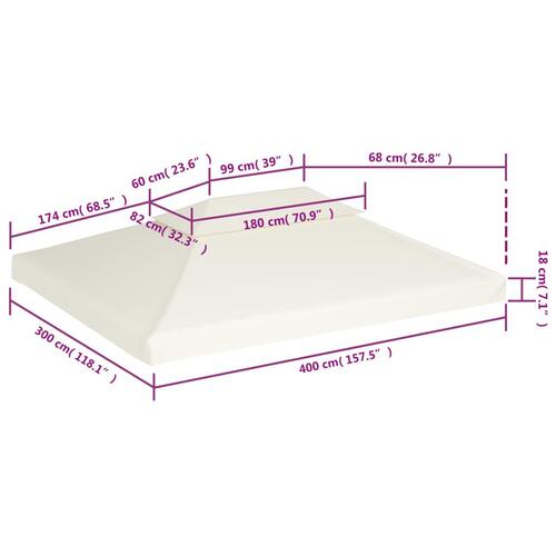 Baldakin til havepavillon 3x4 m 310 g/m² cremehvid