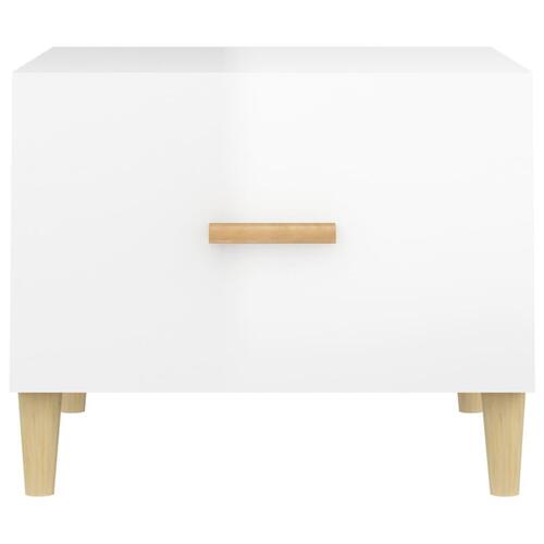 Sofabord 50x50x40 cm konstrueret træ hvid højglans