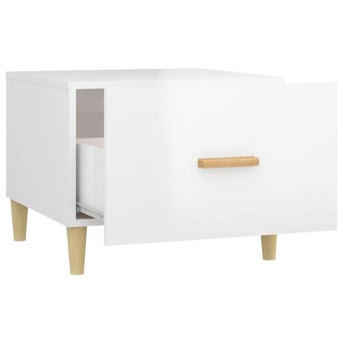 Sofabord 50x50x40 cm konstrueret træ hvid højglans