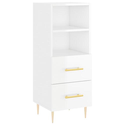 Skænk 34,5x34x90 cm konstrueret træ hvid højglans