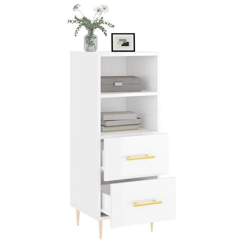 Skænk 34,5x34x90 cm konstrueret træ hvid højglans