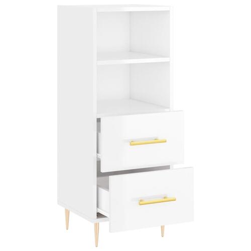 Skænk 34,5x34x90 cm konstrueret træ hvid højglans