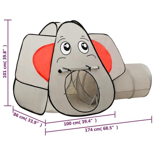 Legetelt til børn 174x86x101 cm elefant grå