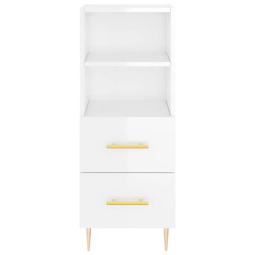 Skænk 34,5x34x90 cm konstrueret træ hvid højglans