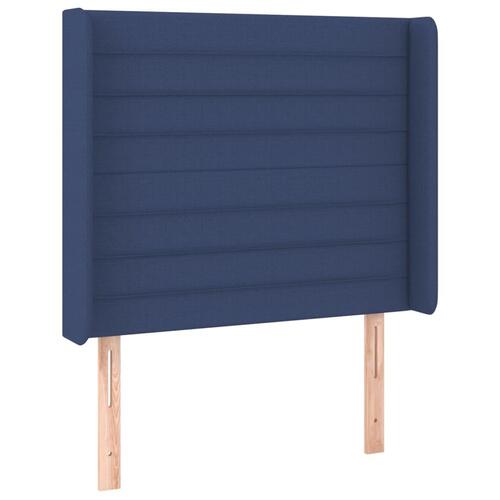 Sengegavl med kanter 103x16x118/128 cm stof blå