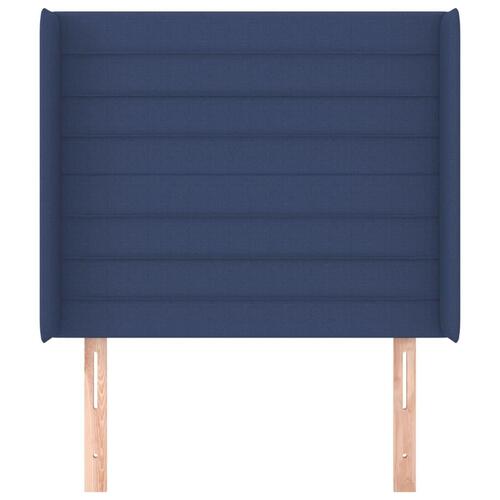 Sengegavl med kanter 103x16x118/128 cm stof blå