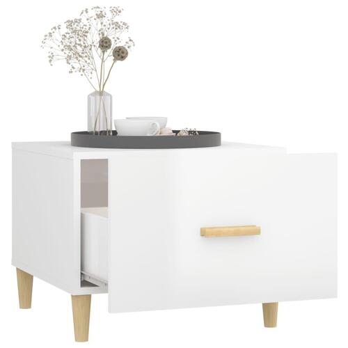 Sofaborde 2 stk. 50x50x40 cm konstrueret træ hvid højglans