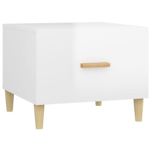 Sofaborde 2 stk. 50x50x40 cm konstrueret træ hvid højglans