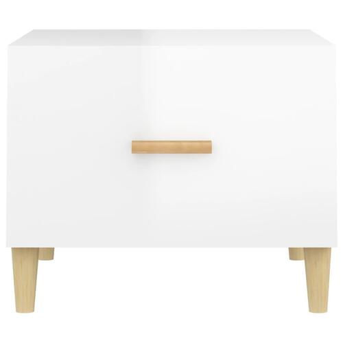 Sofaborde 2 stk. 50x50x40 cm konstrueret træ hvid højglans