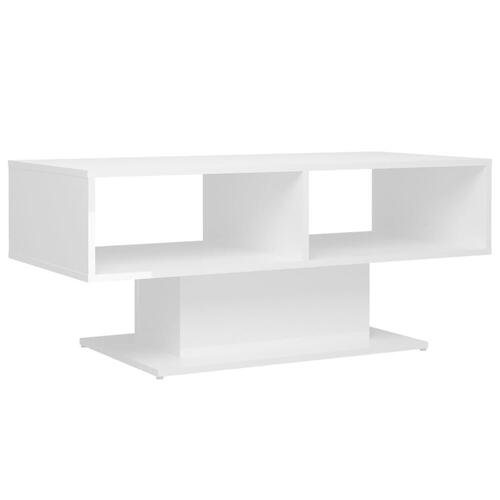 Sofabord 103,5x50x44,5 cm konstrueret træ hvid højglans