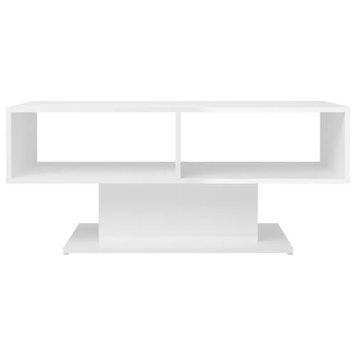 Sofabord 103,5x50x44,5 cm konstrueret træ hvid højglans