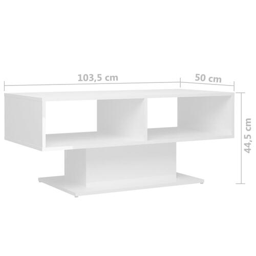 Sofabord 103,5x50x44,5 cm konstrueret træ hvid højglans