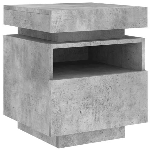 Sengebord med LED-lys 40x39x48,5 cm betongrå