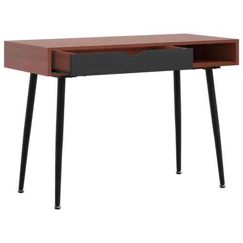 Skrivebord med skuffe 110x50x75 cm konstrueret træ brun