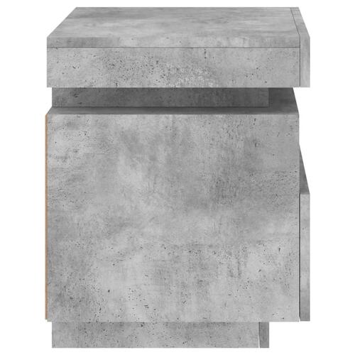 Sengebord med LED-lys 40x39x48,5 cm betongrå