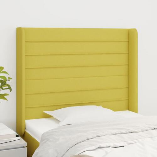 Sengegavl med kanter 103x16x118/128 cm stof grøn