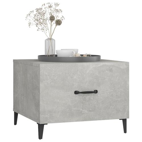 Sofabord med metalben 50x50x40 cm betongrå