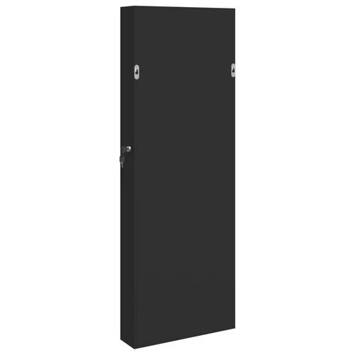 Væghængt smykkeskab med spejl 37,5x10x106 cm sort